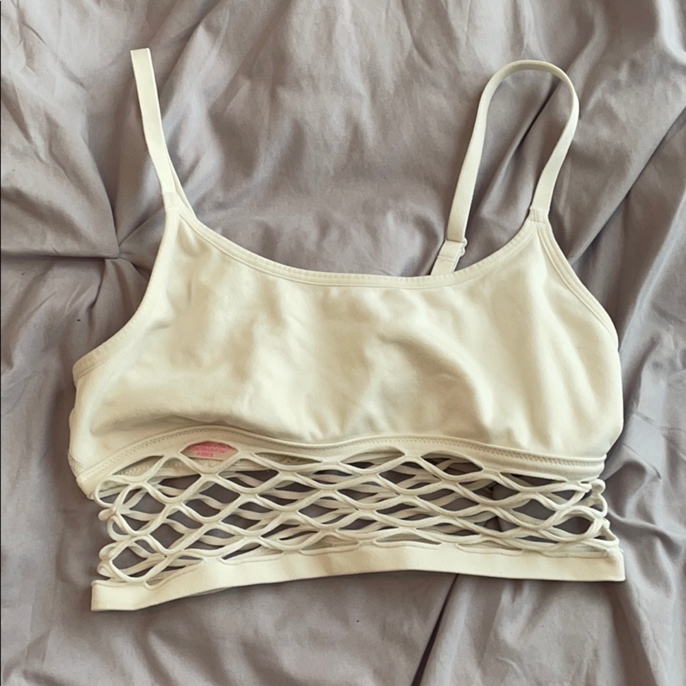 white PINK bra with netting